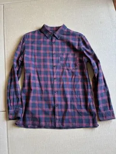 A.P.C. ネイビー/レッドチェック 長袖シャツ L