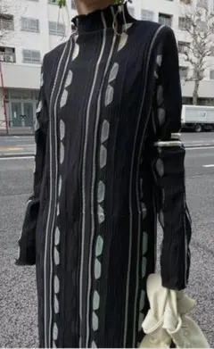 ameri medi sheer geometric knit dress