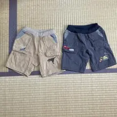 ハーフパンツ（100㎝）恐竜・はたらく車刺繍2枚セット