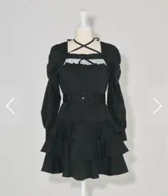 pium ティアードフリル長袖ミニワンピース