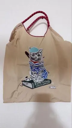 Ball & Chain エコバッグ 猫 刺繍 ベージュ 新品
