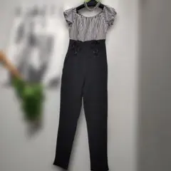 SPIRALGIRL ストライプ柄オフショルオールインワンのサムネイル