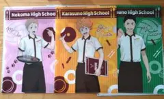 日向翔陽　澤村大地　夜久衛輔　クリアファイル3枚セット　ココス　ハイキュー!!