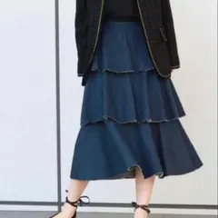 IENA LA BOUCLE イエナラブークル ティアードスカート デニム XSのサムネイル