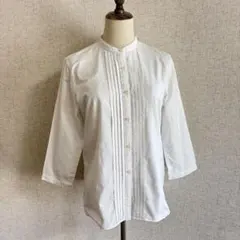 無印良品/ホワイト ピンタック 長袖シャツ 綿100%