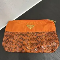 PRADA プラダ クラッチバッグ ナイロン パイソン オレンジ ヴィンテージ