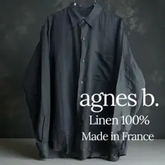 アニエスベー リネンシャツ 長袖 ブラック フランス製 サイズ38 美品 古着