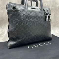 極美品】GUCCI ビジネスバッグ GG シマ ダイヤルロック A4収納 黒
