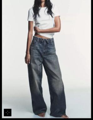 ZARA TRF ミッドライズ折り返しデニム32