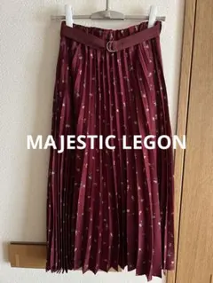 プリーツスカート　ロング　ボルドー色