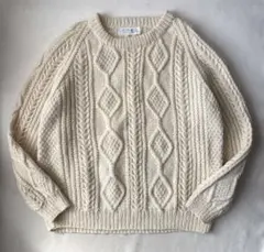 アイルランド製 ハンド ニット フィッシャーマン セーター ウール アラン