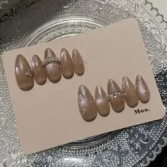 大人 上品 くすみ マグネット ベージュ オフィスネイル