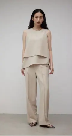 【新品】アズールバイマウジー　リネン　セットアップ　パンツ　タンク　ベージュ
