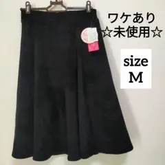 未使用 ☆ M フレアスカート ひざ丈 花柄 黒