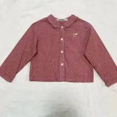 ファミリア 長袖シャツ 赤チェック 100cm