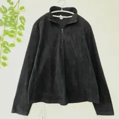 GAP ギャップ フリース 黒 ブラック XL ストレッチ素材 ハーフジップ