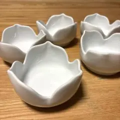 【極美品】有田焼　十三代窯元　玉家窯　小鉢揃　白磁 割山椒 5客セット 和食器のサムネイル