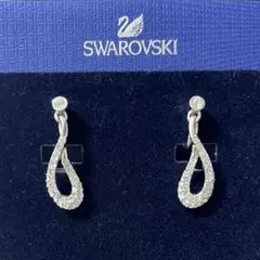 スワロフスキー　イヤリング　ティアドロップ　パヴェ　シルバー　正規品　美品