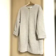 LEPSIM ボア ノーカラーコート　ピンクベージュ