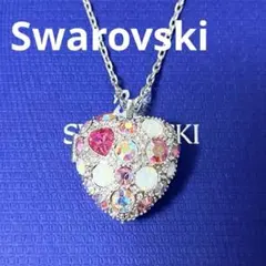 スワロフスキー　ネックレス　ハートロケット　ピンク　オーロラ　正規品　極美品