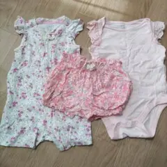 フリル付き花柄ロンパース・ボディスーツ・ショートパンツセット　baby　GAP