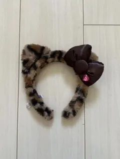 ヒョウ柄ファーリボンカチューシャ