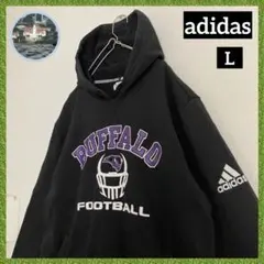 アディダス 裏起毛 adidas 刺繍 スリーブロゴ カレッジ スウェット 黒