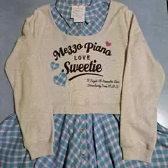 重ね着風チェック柄シャツトレーナーフレアーワンピース