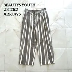 BEAUTY&YOUTH ストライプパンツ S 綿混 リネン風素材