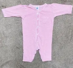 プチバトー　ピンクストライプロンパース 3m