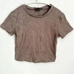 FOREVER 21 【JP 160/84A】リブ編み　ブラウン半袖Tシャツ