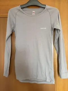 mont-bell 長袖シャツ S グレー ストライプ