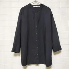 ユニクロ (XL)　リネンブレンド バンドカラーシャツ 7分袖　大きいサイズ