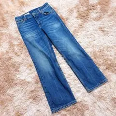 ZARA（34）デニムパンツ フレア セミフレア ウォッシュ加工 美シルエット