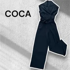 coca オールインワン サロペット ブラック ウエストリボン ワイドパンツのサムネイル