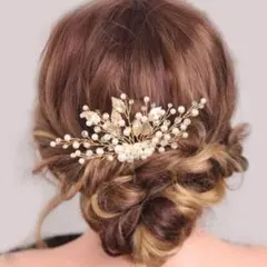 成人式 前撮り 結婚式　参列 ヘアアクセサリー　ゴールド ヘッドドレス かんざし