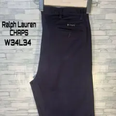 【USA古着】ラルフローレンチャップスチノパンW34L34NVツータック裾ダブルのサムネイル
