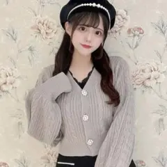 evelyn ビジューケーブルカーデ