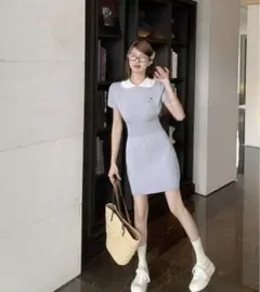 SHEIN DAZY ドールカラー半袖セータードレス