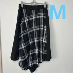 【AZUL】チェック柄 アシンメトリー フレアスカート