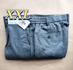 XXL ユニクロ欧州特別コレクション タックワイドパンツ ヘリンボーン グレー