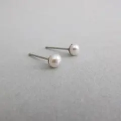 淡水パール オフィスピアス 3.5mm サージカルステンレス316 シルバー