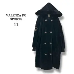 【VALENZA SPORTS】フード付ロングコート　金ボタン　モコモコ　黒　M