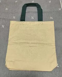 【新品未使用】キャンバストート　ベージュ✕グリーン
