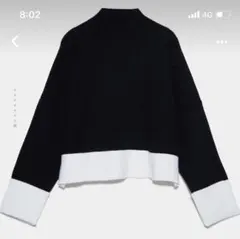 zara コンビ素材クロップド丈セーター