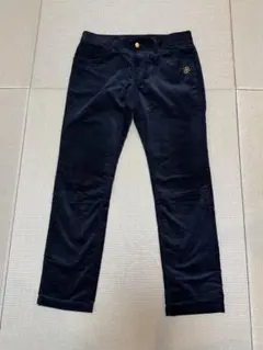 ネイビー コーデュロイパンツ ロゴ刺繍