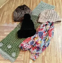 ニット帽 マフラー まとめ売り 5点セット 秋冬 レディース 中古