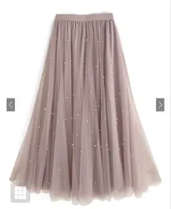 GRL グレイル パールチュールフレアロングスカート at2195 ピンク