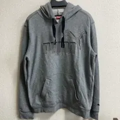 PUMA プーマ パーカー フード グレー ロゴ　L
