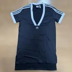 adidas Vネックミニワンピース S ブラック